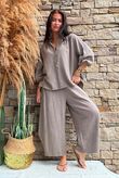 Annie Cushion Cotton Barrel Culotte Pant Earth